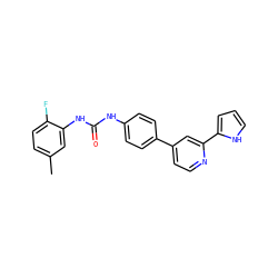 Cc1ccc(F)c(NC(=O)Nc2ccc(-c3ccnc(-c4ccc[nH]4)c3)cc2)c1 ZINC000116238291
