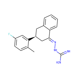 Cc1ccc(F)cc1[C@@H]1C/C(=N\NC(=N)N)c2ccccc2C1 ZINC001772610421