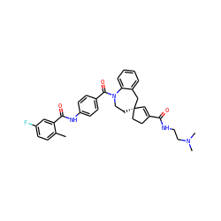 Cc1ccc(F)cc1C(=O)Nc1ccc(C(=O)N2CC[C@@]3(C=C(C(=O)NCCN(C)C)CC3)Cc3ccccc32)cc1 ZINC000026840447