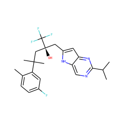 Cc1ccc(F)cc1C(C)(C)C[C@@](O)(Cc1cc2nc(C(C)C)ncc2[nH]1)C(F)(F)F ZINC000103250739