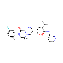 Cc1ccc(F)cc1N1CC(C)(C)N(C[C@H](N)[C@@H](O)C[C@H](C(=O)Nc2cccnc2)C(C)C)CC1=O ZINC000096270499