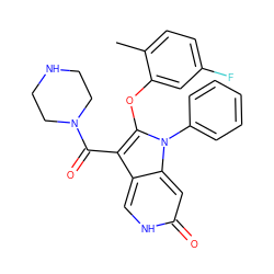 Cc1ccc(F)cc1Oc1c(C(=O)N2CCNCC2)c2c[nH]c(=O)cc2n1-c1ccccc1 ZINC000072180208