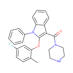 Cc1ccc(F)cc1Oc1c(C(=O)N2CCNCC2)c2ccccc2n1-c1ccccc1 ZINC000064503539