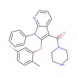 Cc1ccc(F)cc1Oc1c(C(=O)N2CCNCC2)c2cccnc2n1-c1ccccc1 ZINC000072179708