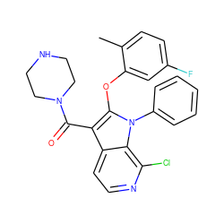 Cc1ccc(F)cc1Oc1c(C(=O)N2CCNCC2)c2ccnc(Cl)c2n1-c1ccccc1 ZINC000072180127