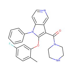 Cc1ccc(F)cc1Oc1c(C(=O)N2CCNCC2)c2cnccc2n1-c1ccccc1 ZINC000072180287
