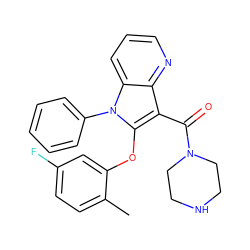 Cc1ccc(F)cc1Oc1c(C(=O)N2CCNCC2)c2ncccc2n1-c1ccccc1 ZINC000072183695