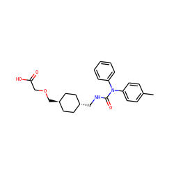 Cc1ccc(N(C(=O)NC[C@H]2CC[C@H](COCC(=O)O)CC2)c2ccccc2)cc1 ZINC001772589208