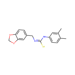 Cc1ccc(N/C(S)=N\Cc2ccc3c(c2)OCO3)cc1C ZINC000008683493
