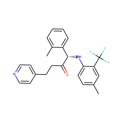 Cc1ccc(N[C@H](C(=O)CCc2ccncc2)c2ccccc2C)c(C(F)(F)F)c1 ZINC000052595028