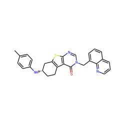 Cc1ccc(N[C@H]2CCc3c(sc4ncn(Cc5cccc6cccnc56)c(=O)c34)C2)cc1 ZINC001772637231
