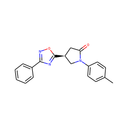Cc1ccc(N2C[C@@H](c3nc(-c4ccccc4)no3)CC2=O)cc1 ZINC000012416144