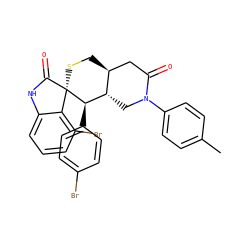 Cc1ccc(N2C[C@H]3[C@@H](CS[C@]4(C(=O)Nc5cccc(Br)c54)[C@@H]3c3ccc(Br)cc3)CC2=O)cc1 ZINC001772650964