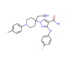 Cc1ccc(N2CCC(CC#N)(n3cc(C(N)=O)c(Nc4ccc(F)cc4)n3)CC2)cc1 ZINC000204951256