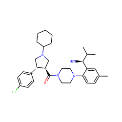 Cc1ccc(N2CCN(C(=O)[C@@H]3CN(C4CCCCC4)C[C@H]3c3ccc(Cl)cc3)CC2)c([C@@H](N)C(C)C)c1 ZINC000028824115