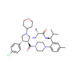 Cc1ccc(N2CCN(C(=O)[C@@H]3CN(C4CCOCC4)C[C@H]3c3ccc(Cl)cc3)CC2)c([C@@H](NC(=O)[C@@H](C)N)C(C)C)c1 ZINC000029130887