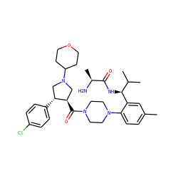 Cc1ccc(N2CCN(C(=O)[C@@H]3CN(C4CCOCC4)C[C@H]3c3ccc(Cl)cc3)CC2)c([C@@H](NC(=O)[C@H](C)N)C(C)C)c1 ZINC000029130808