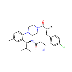 Cc1ccc(N2CCN(C(=O)[C@H](C)Cc3ccc(Cl)cc3)CC2)c([C@@H](NC(=O)CCN)C(C)C)c1 ZINC000028867174