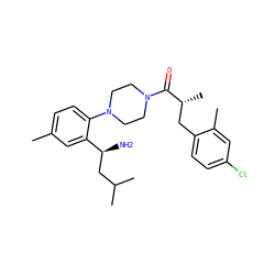 Cc1ccc(N2CCN(C(=O)[C@H](C)Cc3ccc(Cl)cc3C)CC2)c([C@@H](N)CC(C)C)c1 ZINC000036285768