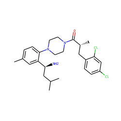 Cc1ccc(N2CCN(C(=O)[C@H](C)Cc3ccc(Cl)cc3Cl)CC2)c([C@@H](N)CC(C)C)c1 ZINC000036285749