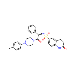 Cc1ccc(N2CCN(C(=O)[C@H](NS(=O)(=O)c3ccc4c(c3)CCC(=O)N4)c3ccccc3)CC2)cc1 ZINC000142900001