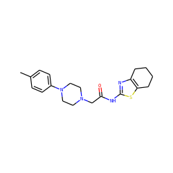 Cc1ccc(N2CCN(CC(=O)Nc3nc4c(s3)CCCC4)CC2)cc1 ZINC000096258512