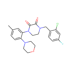 Cc1ccc(N2CCOCC2)c(N2CCN(Cc3ccc(F)cc3Cl)C(=O)C2=O)c1 ZINC000095565320