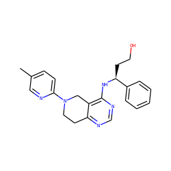Cc1ccc(N2CCc3ncnc(N[C@@H](CCO)c4ccccc4)c3C2)nc1 ZINC000114995154