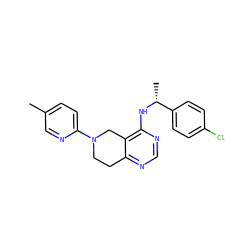 Cc1ccc(N2CCc3ncnc(N[C@H](C)c4ccc(Cl)cc4)c3C2)nc1 ZINC000114997875