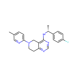 Cc1ccc(N2CCc3ncnc(N[C@H](C)c4ccc(F)cc4)c3C2)nc1 ZINC000035077859