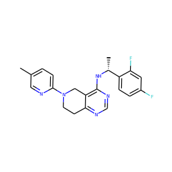 Cc1ccc(N2CCc3ncnc(N[C@H](C)c4ccc(F)cc4F)c3C2)nc1 ZINC000114993175