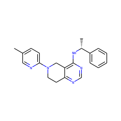 Cc1ccc(N2CCc3ncnc(N[C@H](C)c4ccccc4)c3C2)nc1 ZINC000114994733