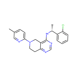 Cc1ccc(N2CCc3ncnc(N[C@H](C)c4ccccc4Cl)c3C2)nc1 ZINC000114997352