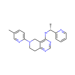 Cc1ccc(N2CCc3ncnc(N[C@H](C)c4ccccn4)c3C2)nc1 ZINC000115001529