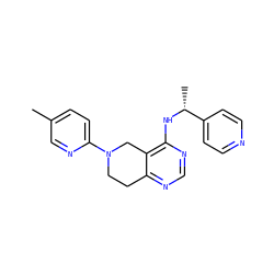 Cc1ccc(N2CCc3ncnc(N[C@H](C)c4ccncc4)c3C2)nc1 ZINC000114995171