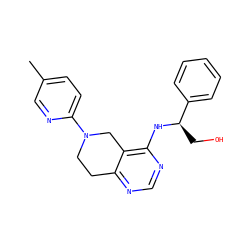 Cc1ccc(N2CCc3ncnc(N[C@H](CO)c4ccccc4)c3C2)nc1 ZINC000114994789