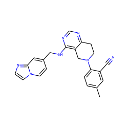 Cc1ccc(N2CCc3ncnc(NCc4ccn5ccnc5c4)c3C2)c(C#N)c1 ZINC000148180653