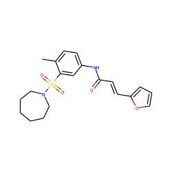 Cc1ccc(NC(=O)/C=C/c2ccco2)cc1S(=O)(=O)N1CCCCCC1 ZINC000006788836