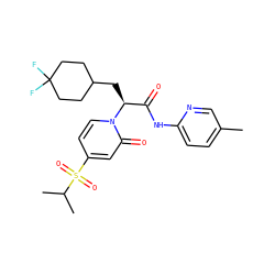 Cc1ccc(NC(=O)[C@H](CC2CCC(F)(F)CC2)n2ccc(S(=O)(=O)C(C)C)cc2=O)nc1 ZINC000071281082