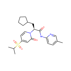 Cc1ccc(NC(=O)[C@H](CC2CCCC2)n2ccc(S(=O)(=O)C(C)C)cc2=O)nc1 ZINC000071281958
