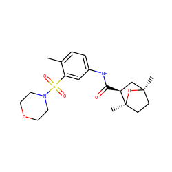 Cc1ccc(NC(=O)[C@H]2C[C@@]3(C)CC[C@]2(C)O3)cc1S(=O)(=O)N1CCOCC1 ZINC000040913712