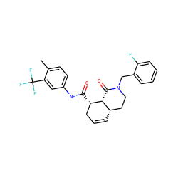 Cc1ccc(NC(=O)[C@H]2CC=C[C@H]3CCN(Cc4ccccc4F)C(=O)[C@@H]23)cc1C(F)(F)F ZINC000139260915