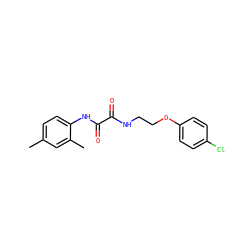 Cc1ccc(NC(=O)C(=O)NCCOc2ccc(Cl)cc2)c(C)c1 ZINC000002810495