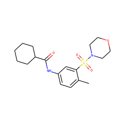 Cc1ccc(NC(=O)C2CCCCC2)cc1S(=O)(=O)N1CCOCC1 ZINC000007265059