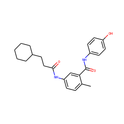 Cc1ccc(NC(=O)CCC2CCCCC2)cc1C(=O)Nc1ccc(O)cc1 ZINC000013757512