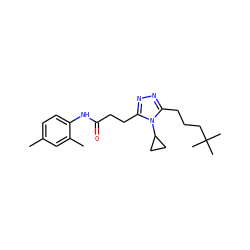 Cc1ccc(NC(=O)CCc2nnc(CCCC(C)(C)C)n2C2CC2)c(C)c1 ZINC000653737496
