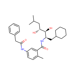 Cc1ccc(NC(=O)Cc2ccccc2)cc1C(=O)N[C@H](CC1CCCCC1)[C@H](O)[C@H](O)CC(C)C ZINC000027208692