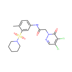Cc1ccc(NC(=O)Cn2ncc(Cl)c(Cl)c2=O)cc1S(=O)(=O)N1CCCCC1 ZINC000009981709