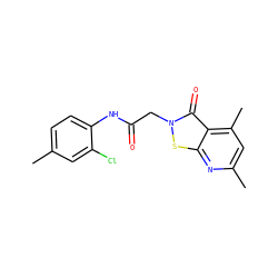 Cc1ccc(NC(=O)Cn2sc3nc(C)cc(C)c3c2=O)c(Cl)c1 ZINC000003030661