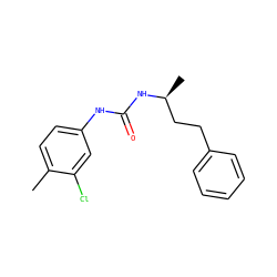 Cc1ccc(NC(=O)N[C@@H](C)CCc2ccccc2)cc1Cl ZINC000072115009